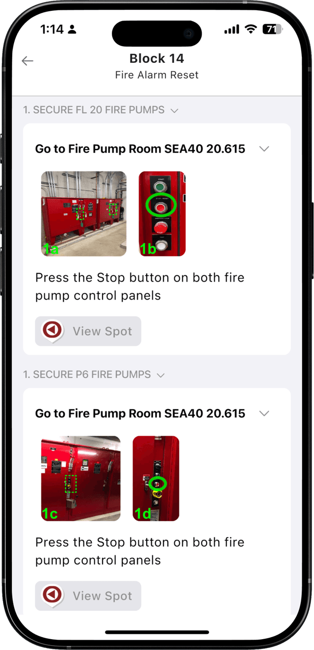 Step-by-step procedures feature